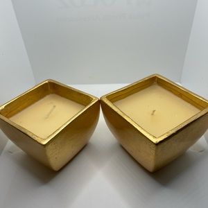 2 One Wick Candles in Gold Pots